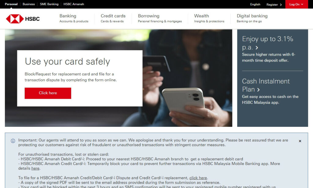 HSBC Bank Malaysia Homepage
